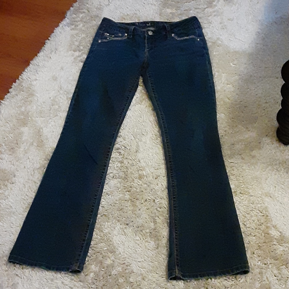 Natural Reflections bootcut embellished blue jeans studs rhinestones size 4 EUC…